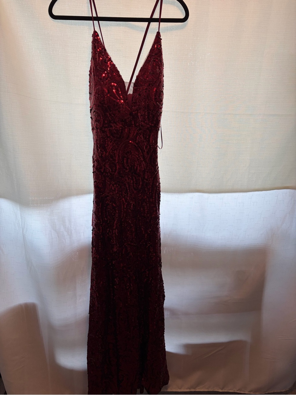 Night Way Collections Merlot Burgundy Sequin Maxi Dress